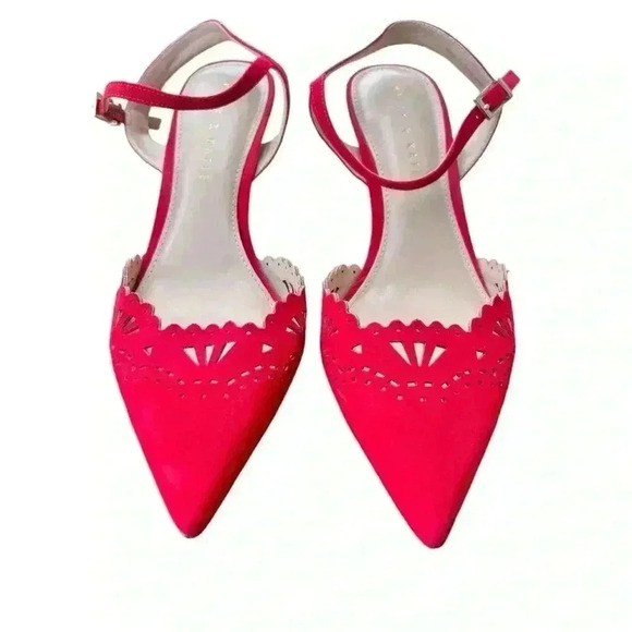 Kelly & Katie Shoes - Kelly & Katie Holiday Red Zabell Microsuede Slingback Pointed Toe Heels Size 8